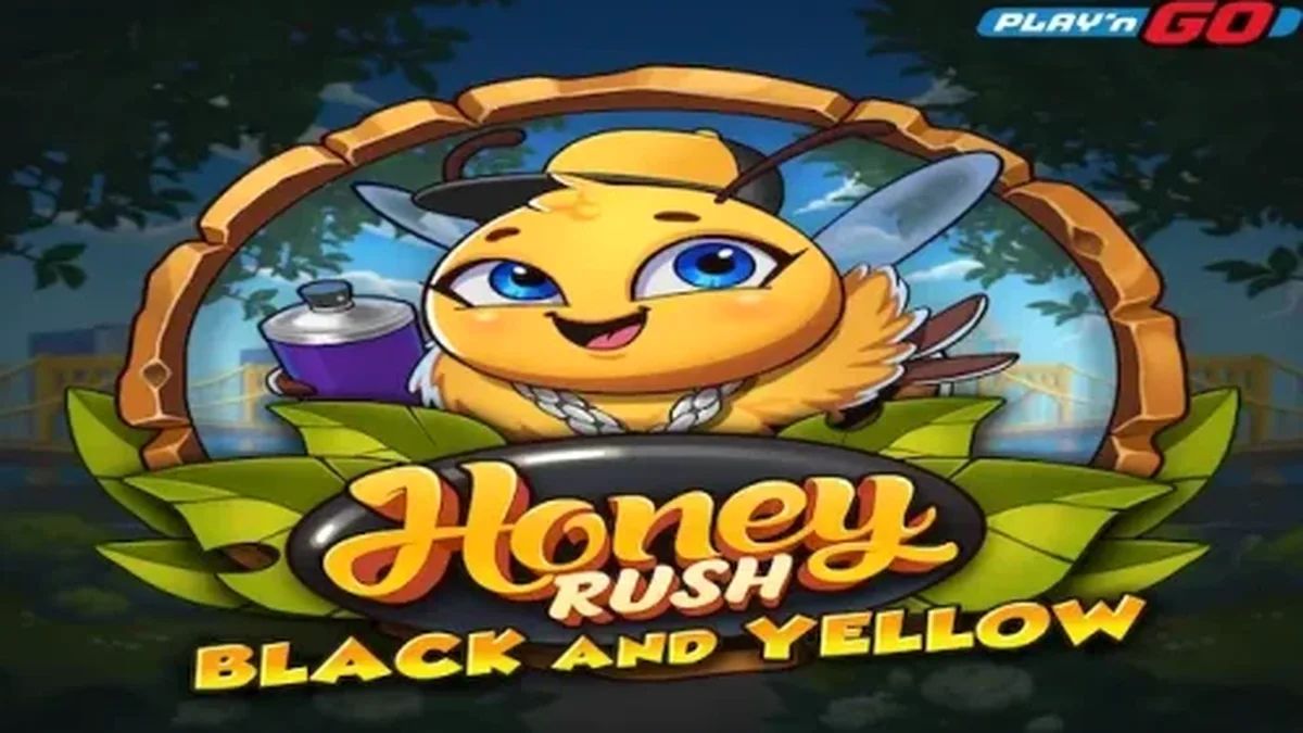 হানি রাশ ব্ল্যাক অ্যান্ড ইয়েলো স্লট গেমের গ্রিড এবং থিম